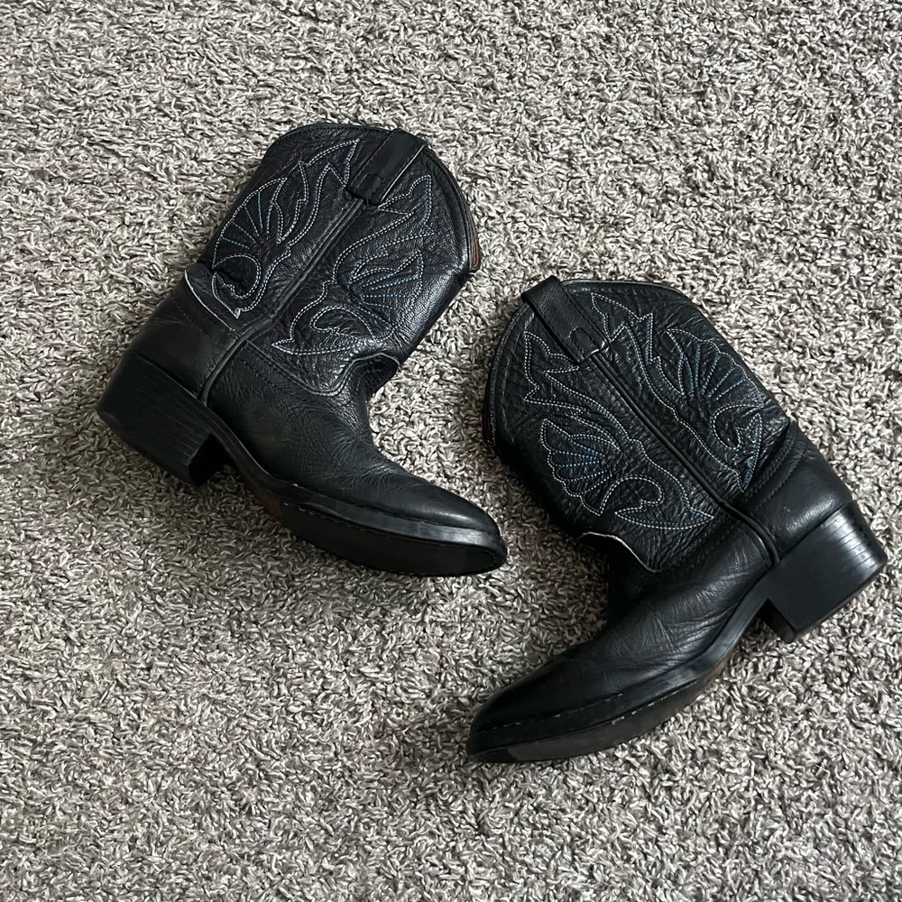Vintage Kids Black Acme Cowboy Boots Size 13.5